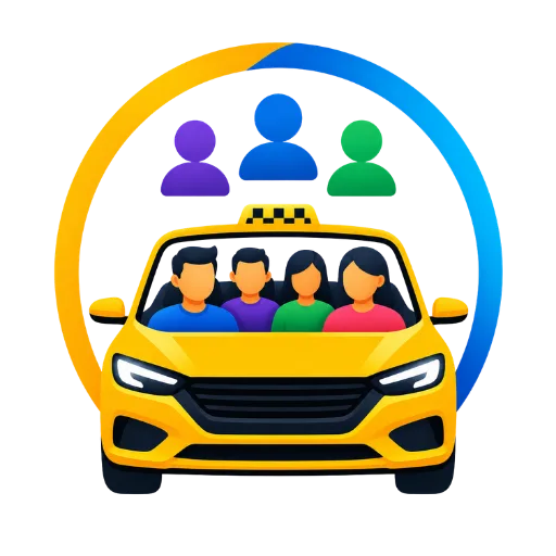 Family and group taxi travel icon