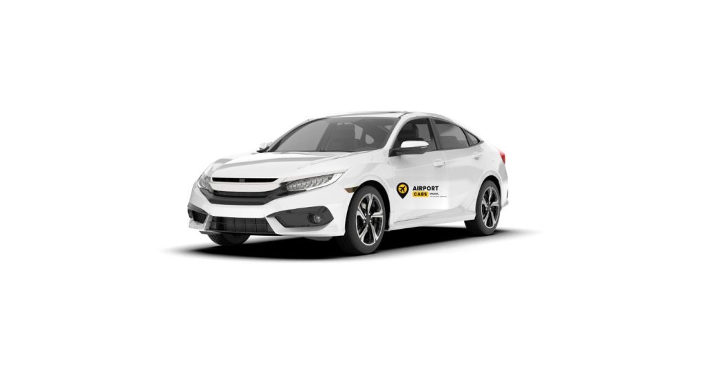 White AirportCabs sedan